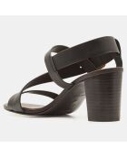 Sandales en Cuir Paola noires - Talon 7 cm